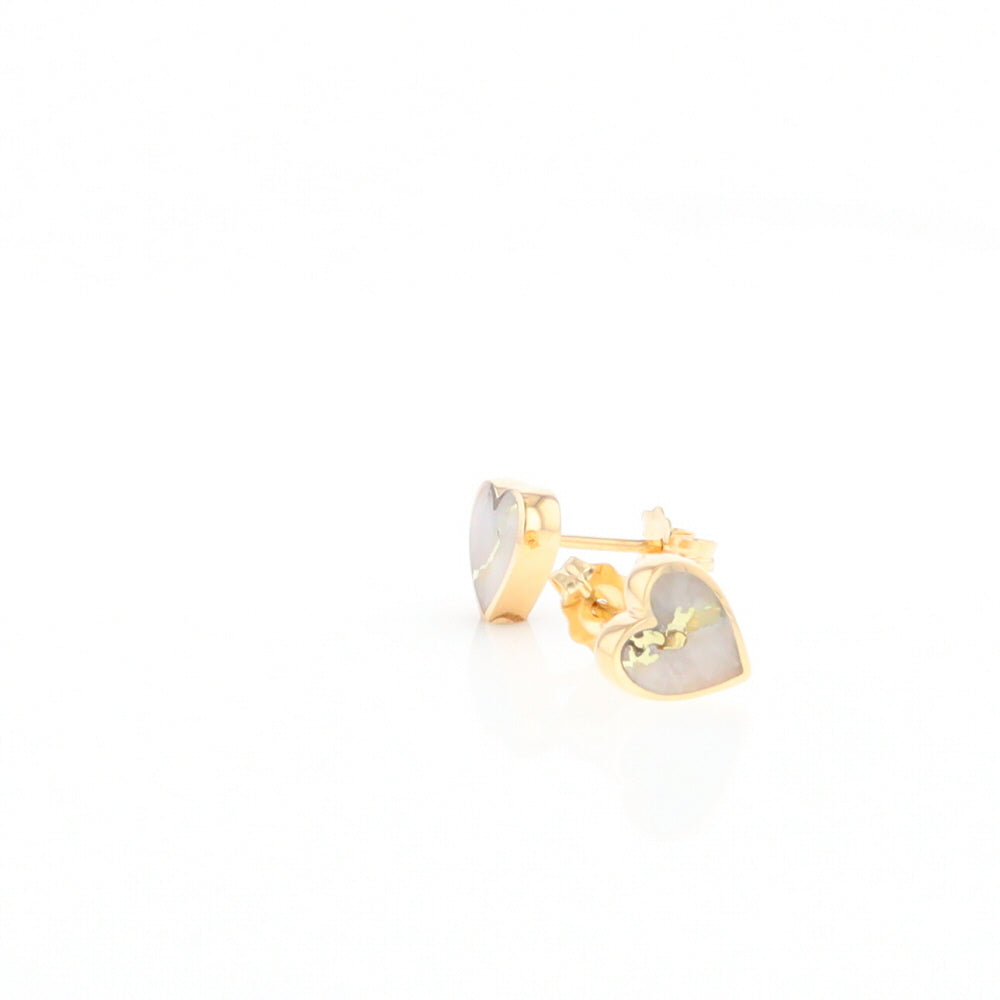 Gold Quartz Heart Stud Earrings - G2