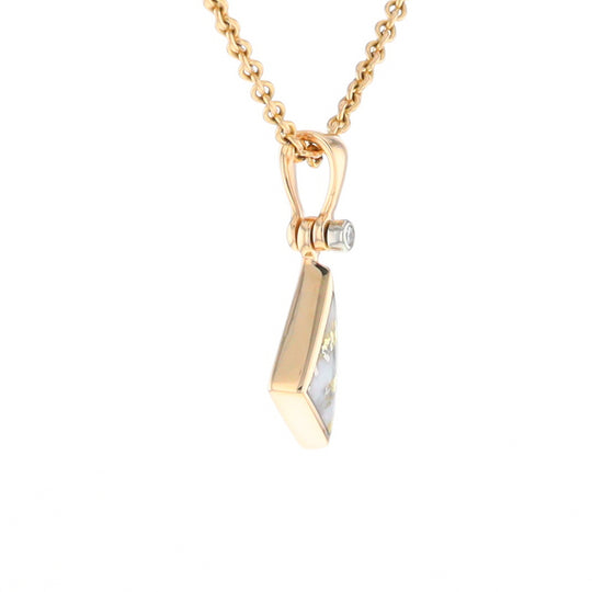 Gold Quartz Necklace Sail Inlaid Design Pendant with .02ct Diamond