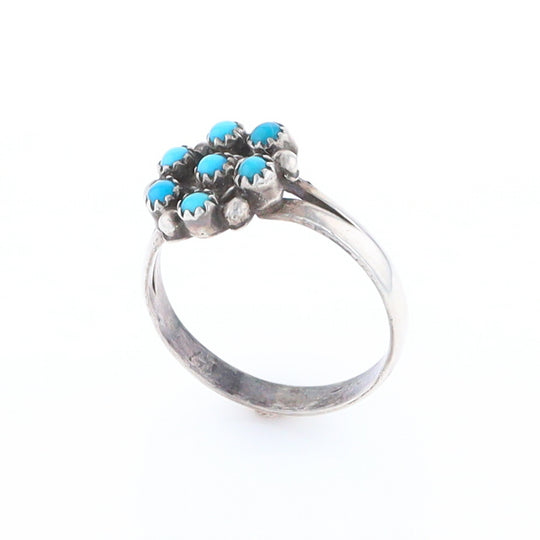 Round Turquoise Cluster Ring