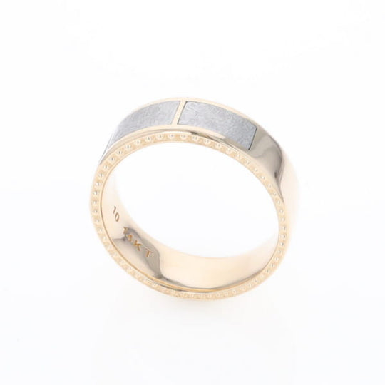 3 Section Men's Meteorite  Milgrain Topped Ring