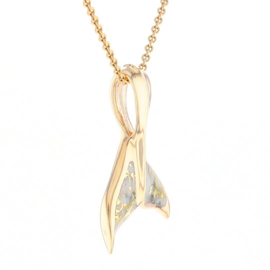 Whale Tail Necklaces Natural Gold Quartz Inlaid Sea Life Pendant