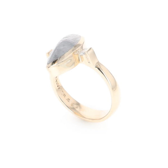Meteorite Pear Shape Inlay Ring
