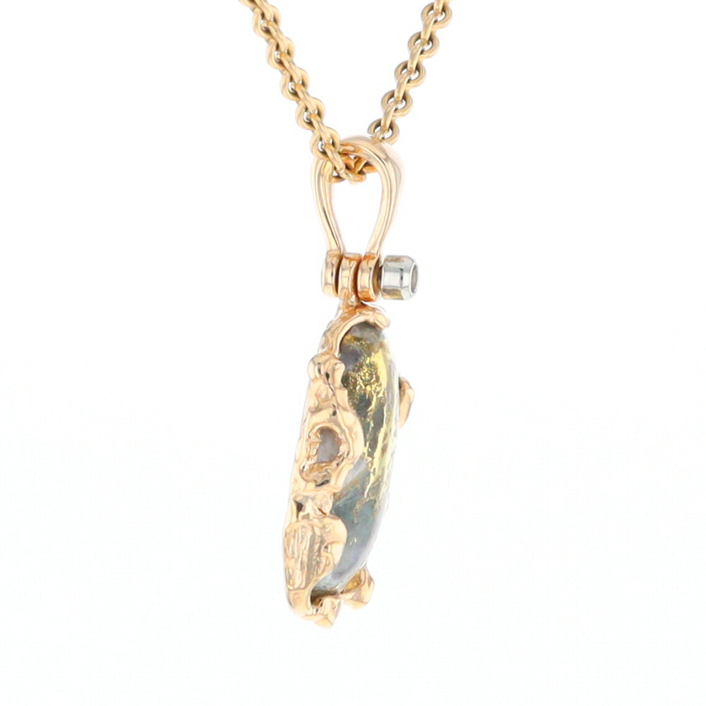Serpentine & Gold Quartz Freeform Pendant