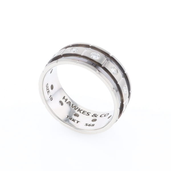 Contemporary Men's Comfort Fit Wedding Band With Diamonds