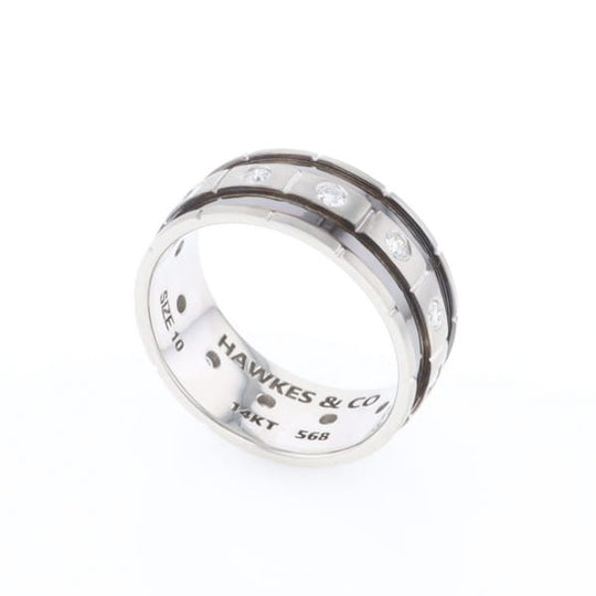 Contemporary Men's Comfort Fit Wedding Band With Diamonds