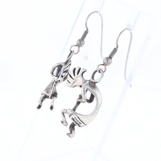 Silver Kokopelli Dangle Earrings