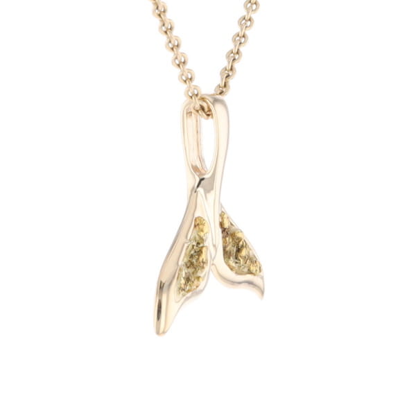 Whale Tail Natural Nuggets Double Inlaid Sea Life Pendant