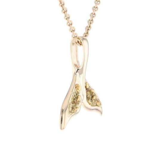 Whale Tail Natural Nuggets Double Inlaid Sea Life Pendant
