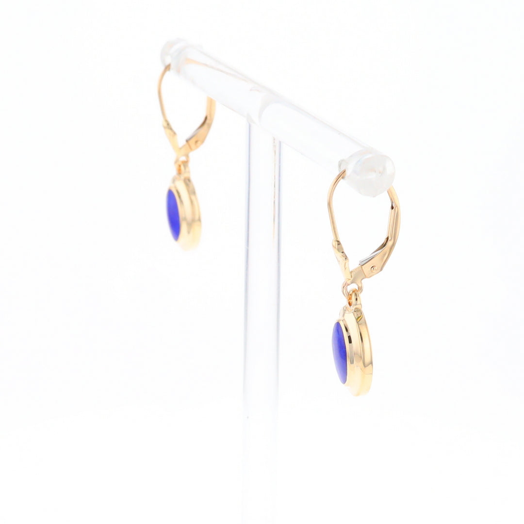 Oval Lapis Inlaid Earrings