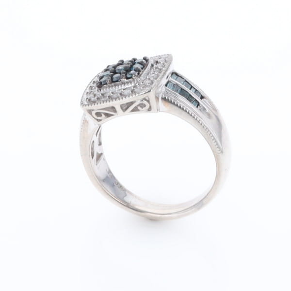 Square Blue & White Diamond Ring