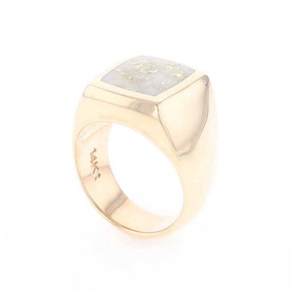 Natural Gold Quartz Men's Ring