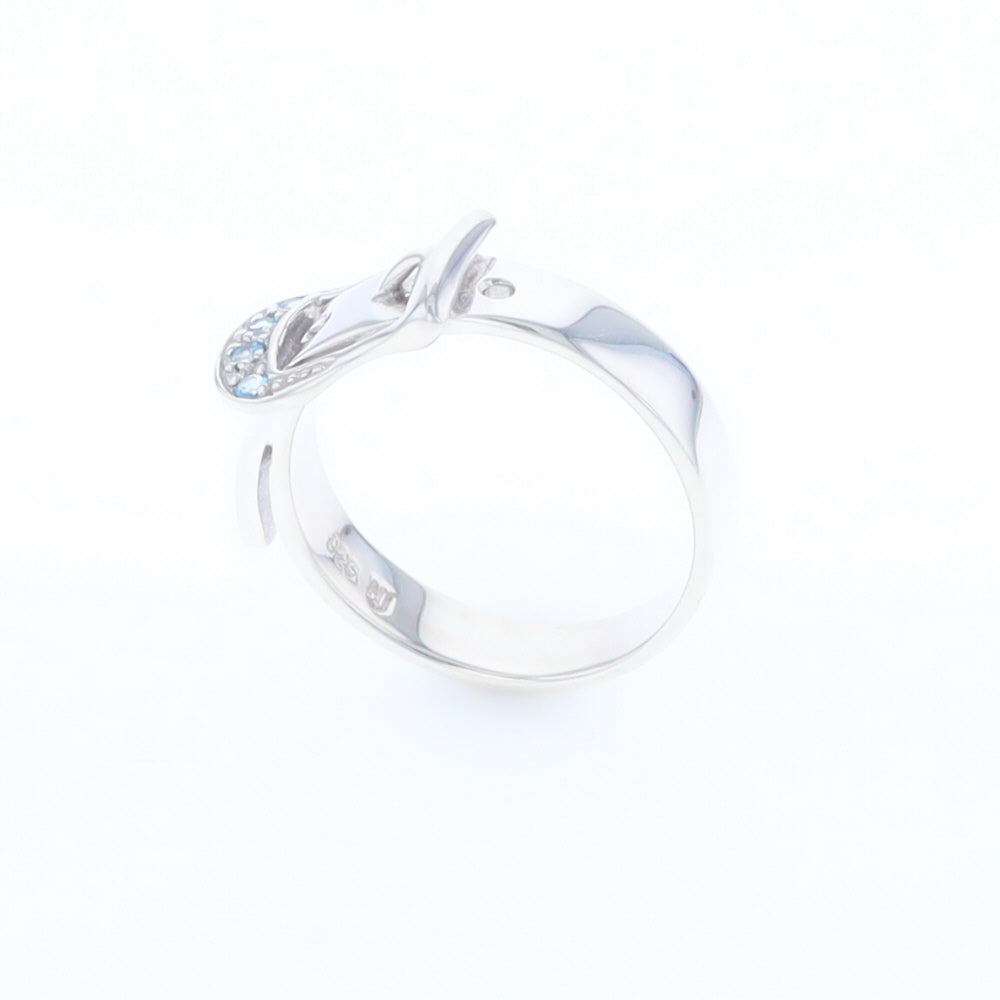 Silver Blue Topaz Belt Ring