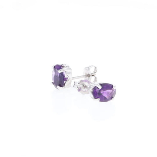 Oval Amethyst Stud Earrings