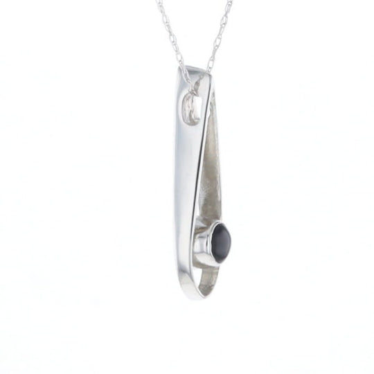Open Teardrop Round Onyx Inlaid Pendant