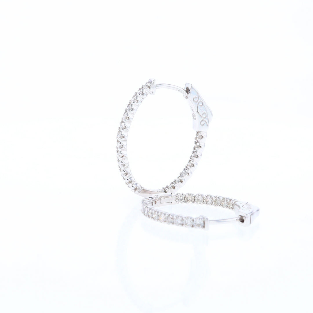 Oval Diamond Hoops Earrings