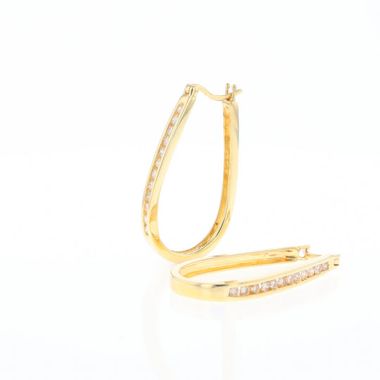 U-Shaped Channel Set Diamond Hoop Earrings