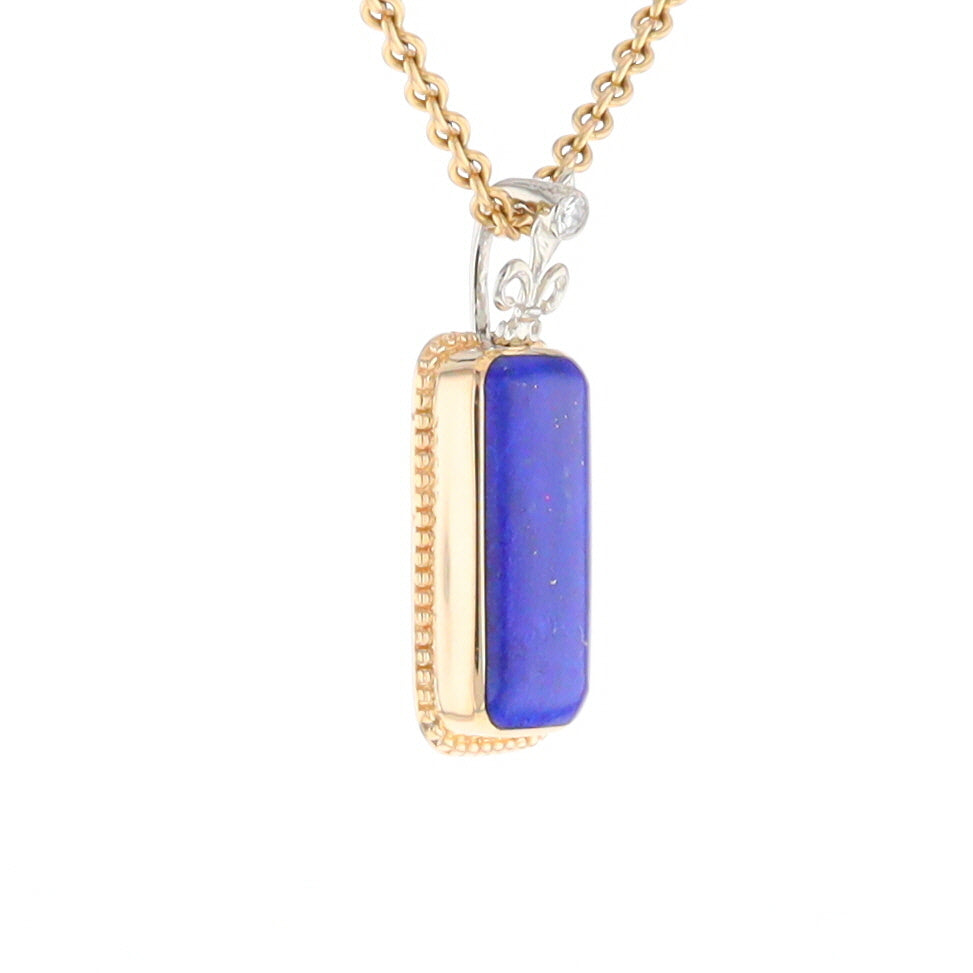 Lapis Milgrain Rectangle Pendant