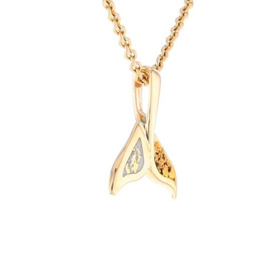 Whale Tail Necklaces Natural Gold Quartz and Nuggets Inlaid Pendant