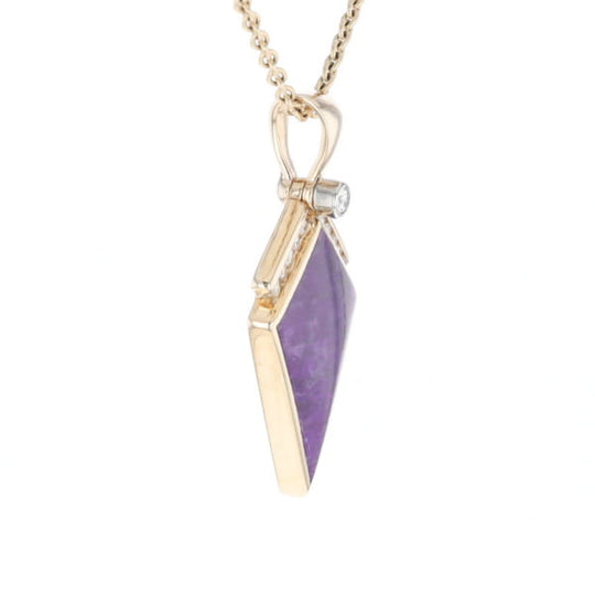 Sugilite Kite Shape Inlaid Pendant with 0.19ctw Diamonds