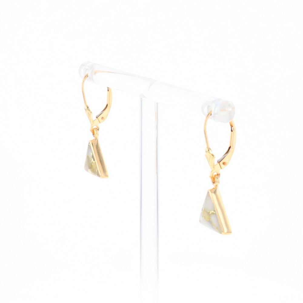 Gold Quartz Triangle Inlaid Earrings - G2