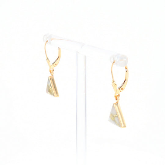 Gold Quartz Triangle Inlaid Earrings - G2