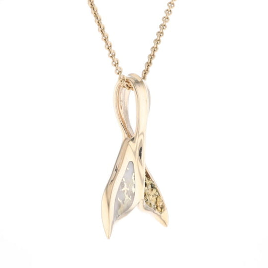 Whale Tail Necklaces Natural Gold Quartz and Nuggets Inlaid Pendant