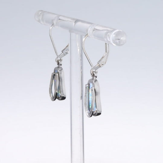 Opal Earrings Sandal Inlaid Design Lever Backs