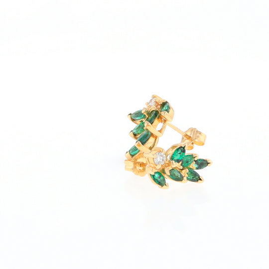 Marquise Emerald Cluster Stud Earrings