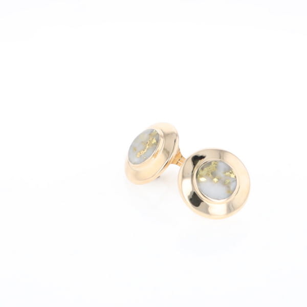 Superior Quality Gold Quartz Inlaid Circle Stud Earrings