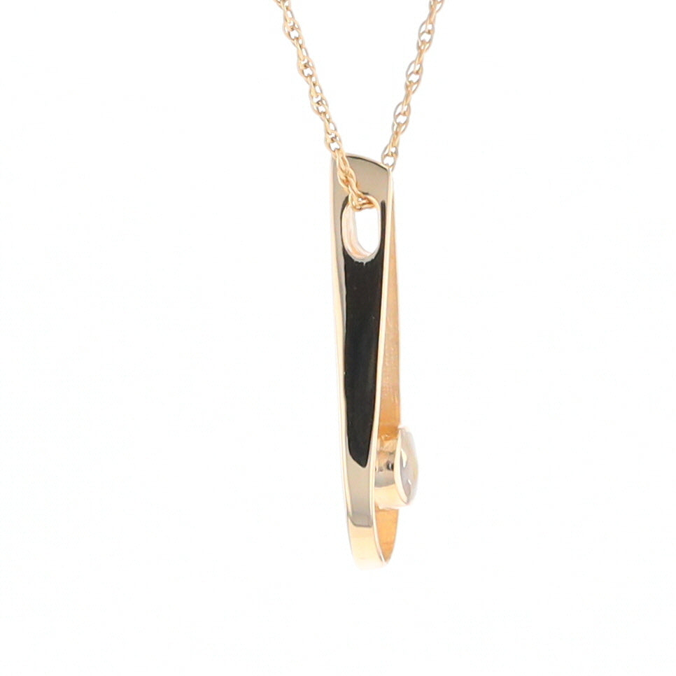 Open Teardrop Round Gold Quartz Inlaid Pendant