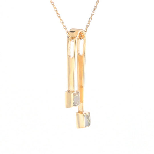 Gold Quartz 2 Square Curved Bar Pendant