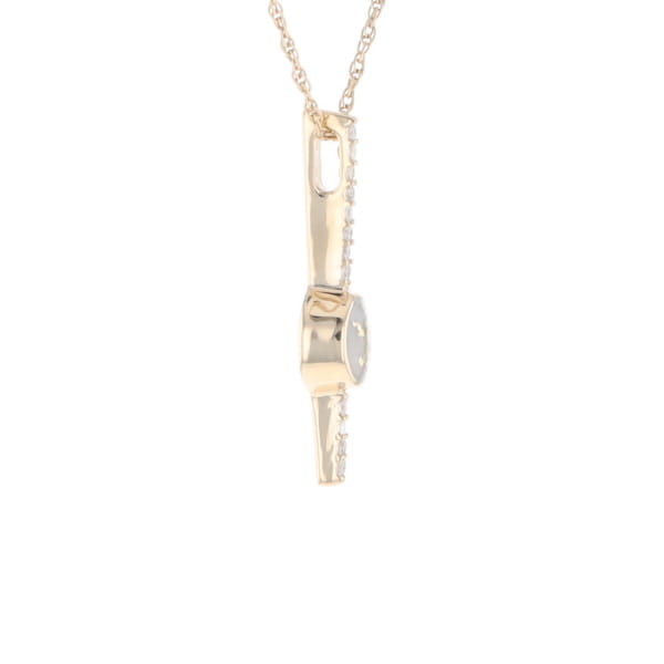 Diamond Bar Gold Quartz Round Inlaid Pendant G2