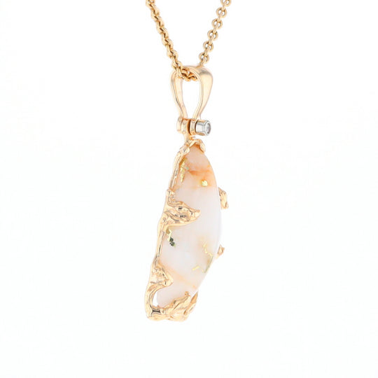 Gold Quartz Freeform Pendant