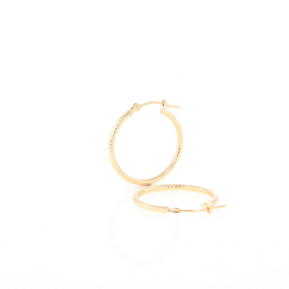 Gold Ribbed Hoop Earrings