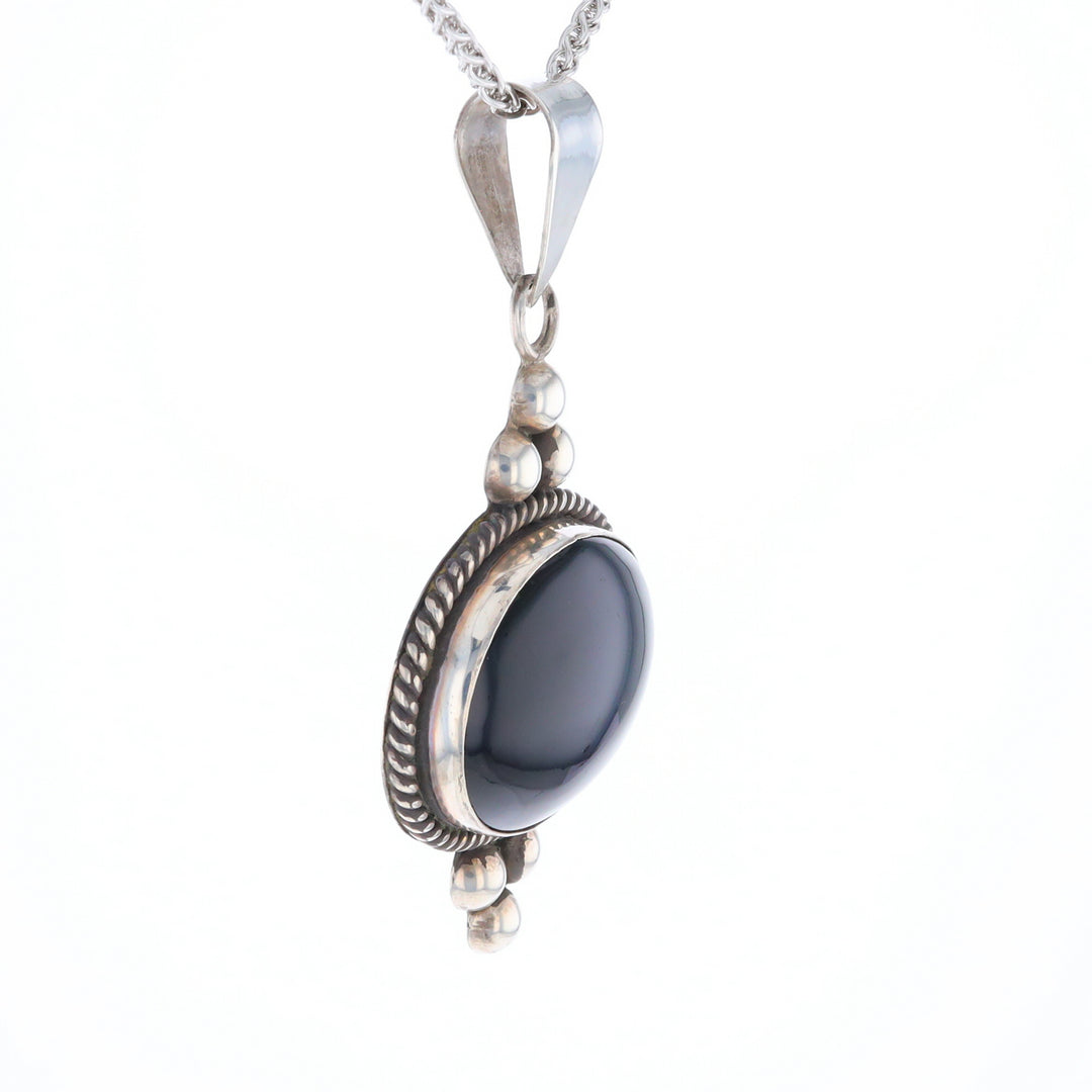 Bezel Set Onyx Beaded Pendant