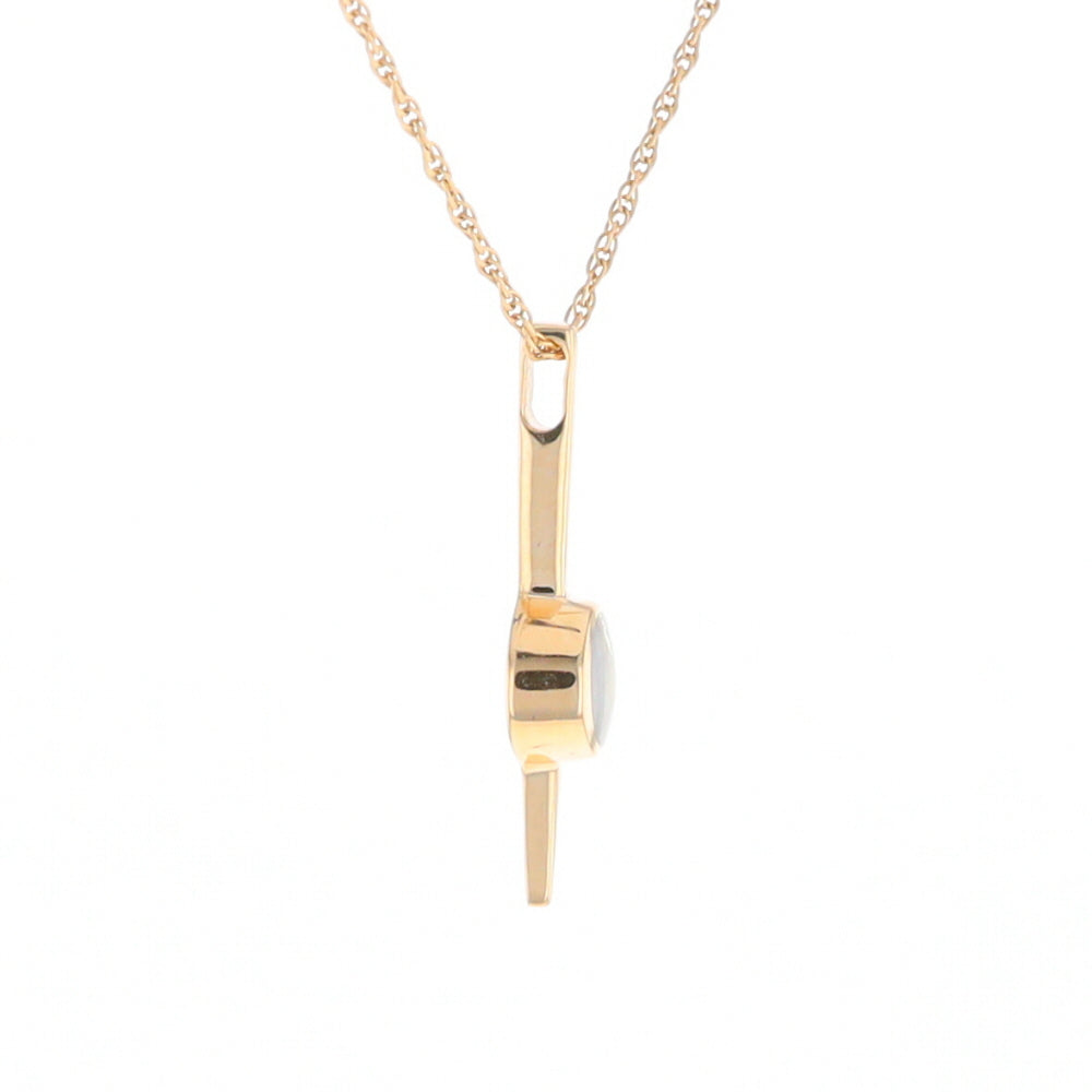 Gold Quartz Necklace Bar Design Round Superior Quality Inlaid Pendant