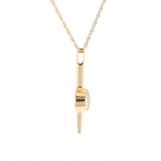 Gold Quartz Necklace Bar Design Round Superior Quality Inlaid Pendant