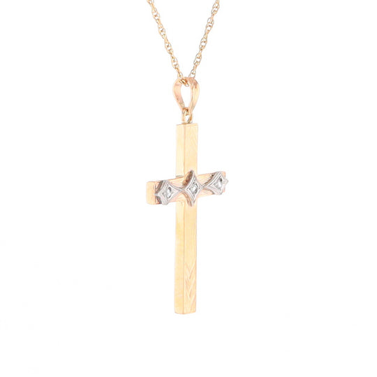 Vintage Incised Diamond Cross Pendant