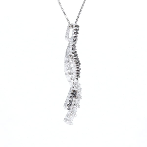 Ribbon Necklace With Black and White Diamonds
