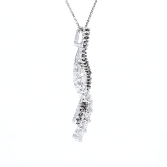 Ribbon Necklace With Black and White Diamonds