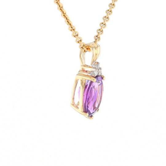 Oval Amethyst Diamond Pendant