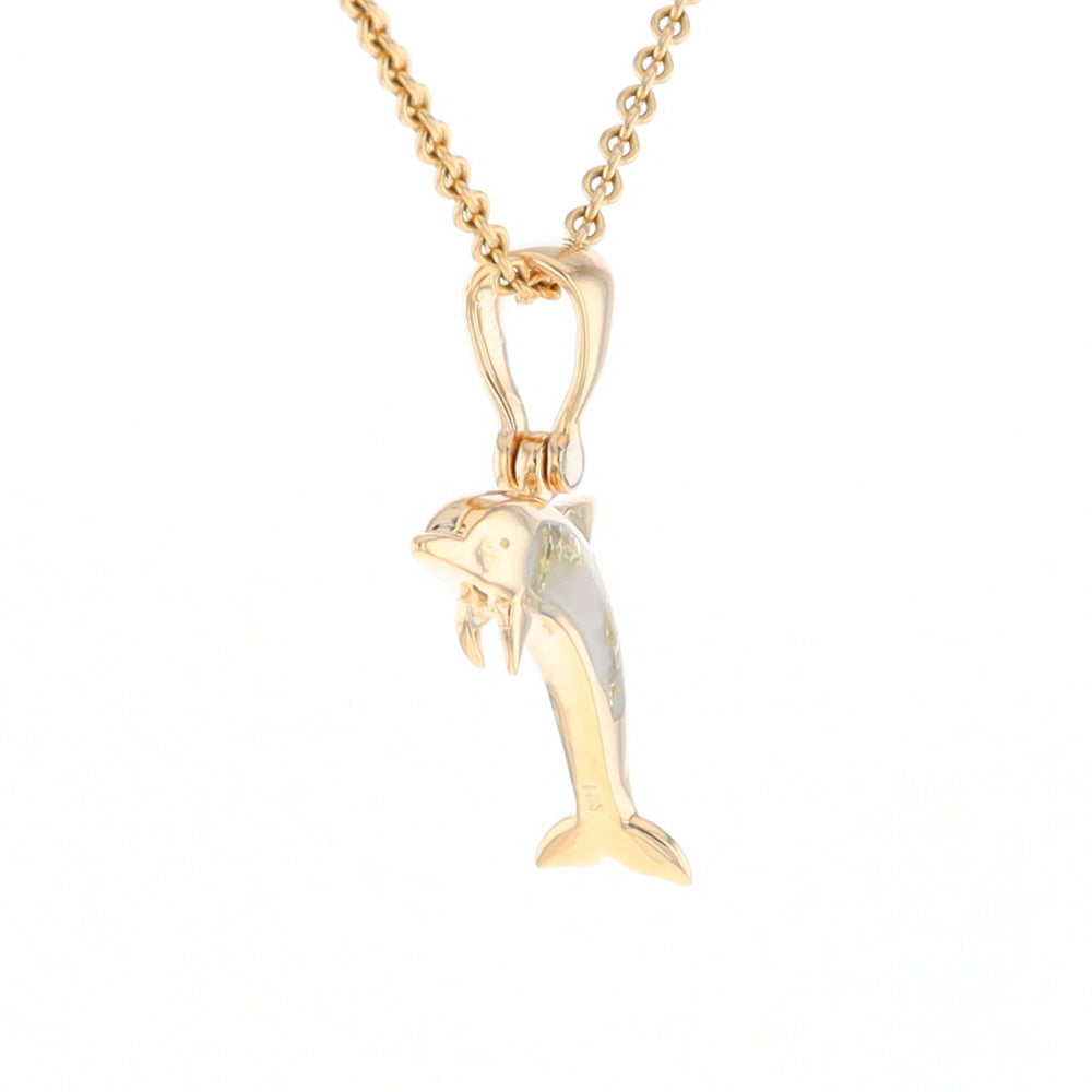 Gold Quartz Dolphin Pendant - G2