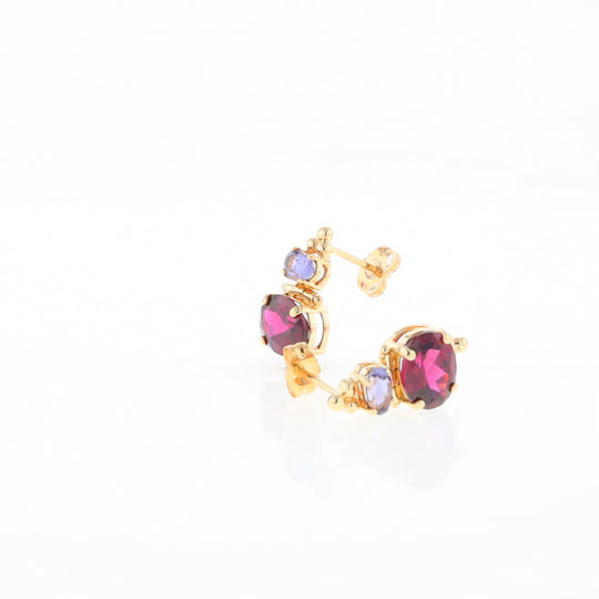 Garnet & Amethyst Dangle Earrings