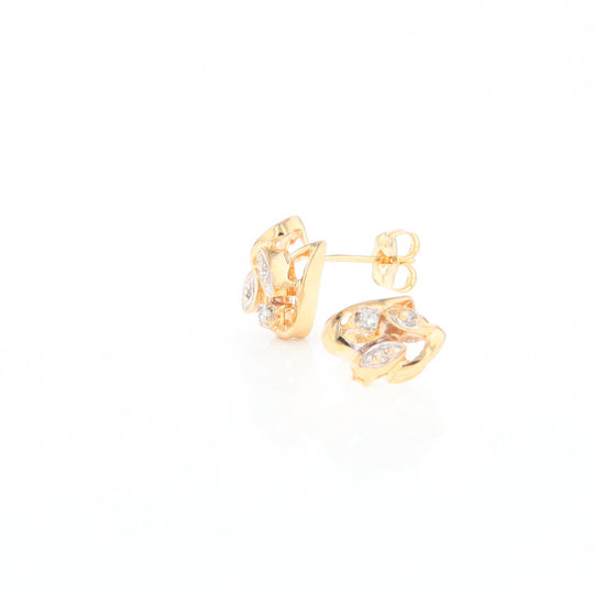 Diamond Leaf Stud Earrings