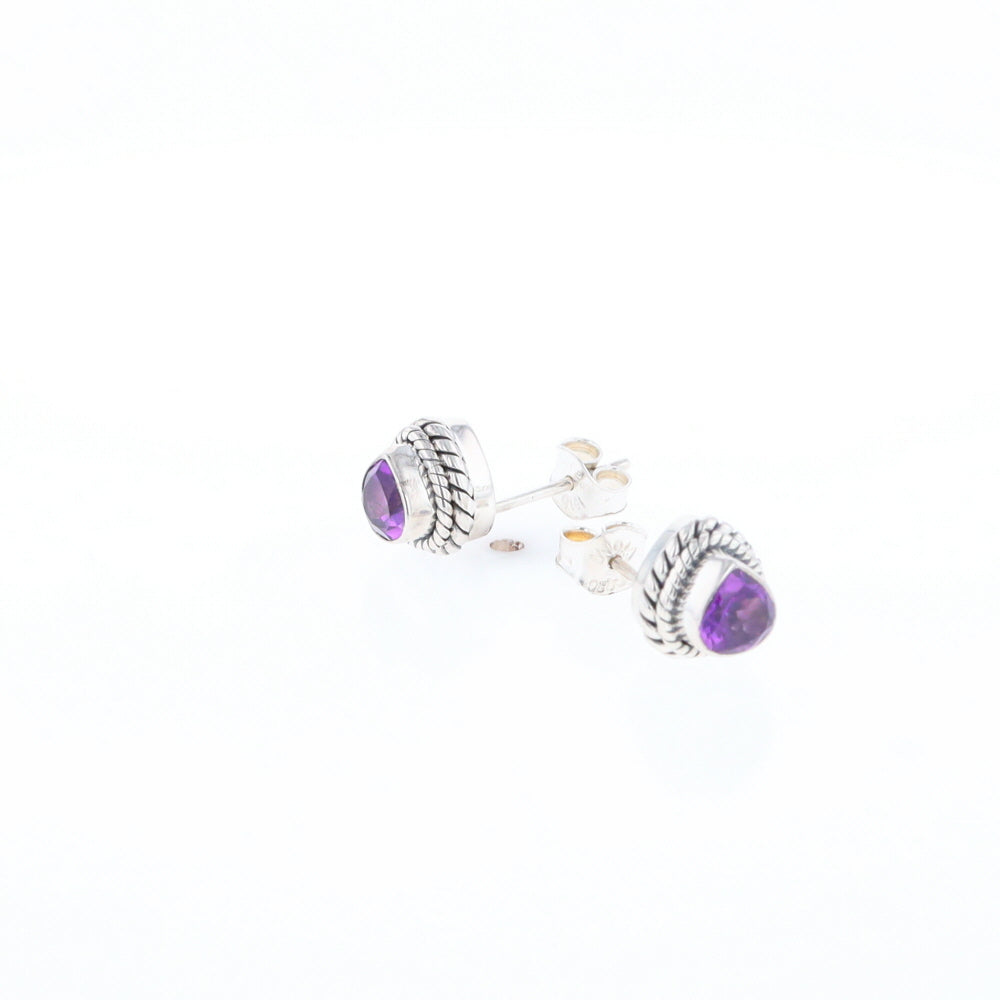 Native Amethyst Pear Stud Earrings