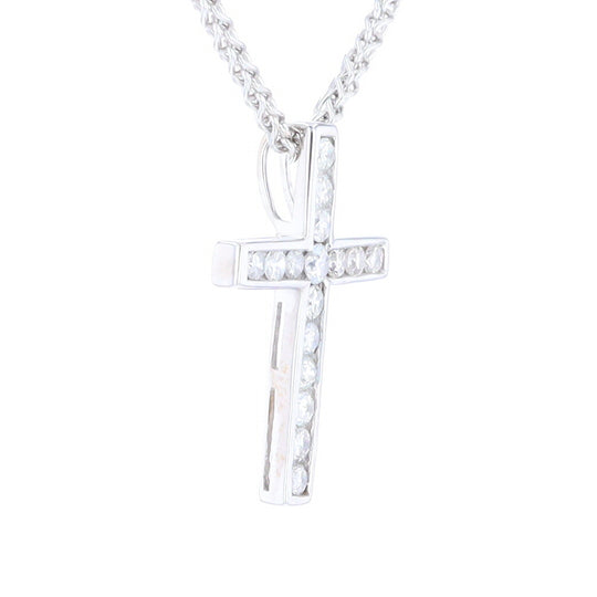 Channel Set Diamond Cross Pendant