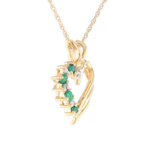 Open Heart Emerald and Diamond Pendant