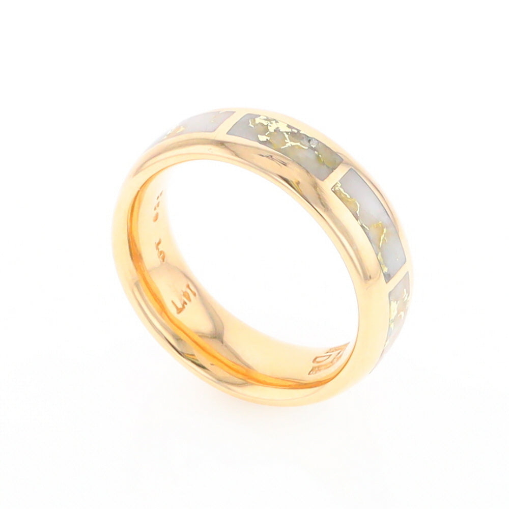 Gold Quartz Ring 8 Rectangle Section Inlaid Eternity Band