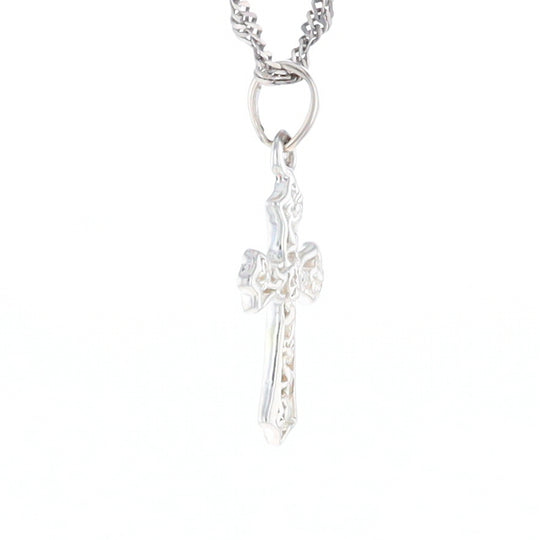 Sterling Silver Flower Cross Pendant