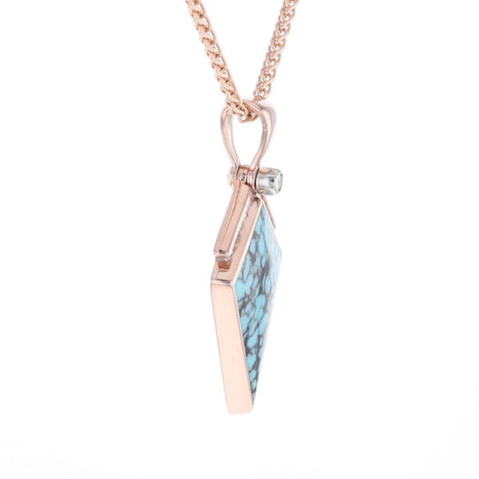 Turquoise Kite Shaped Inlaid Pendant with 0.19ctw Diamonds